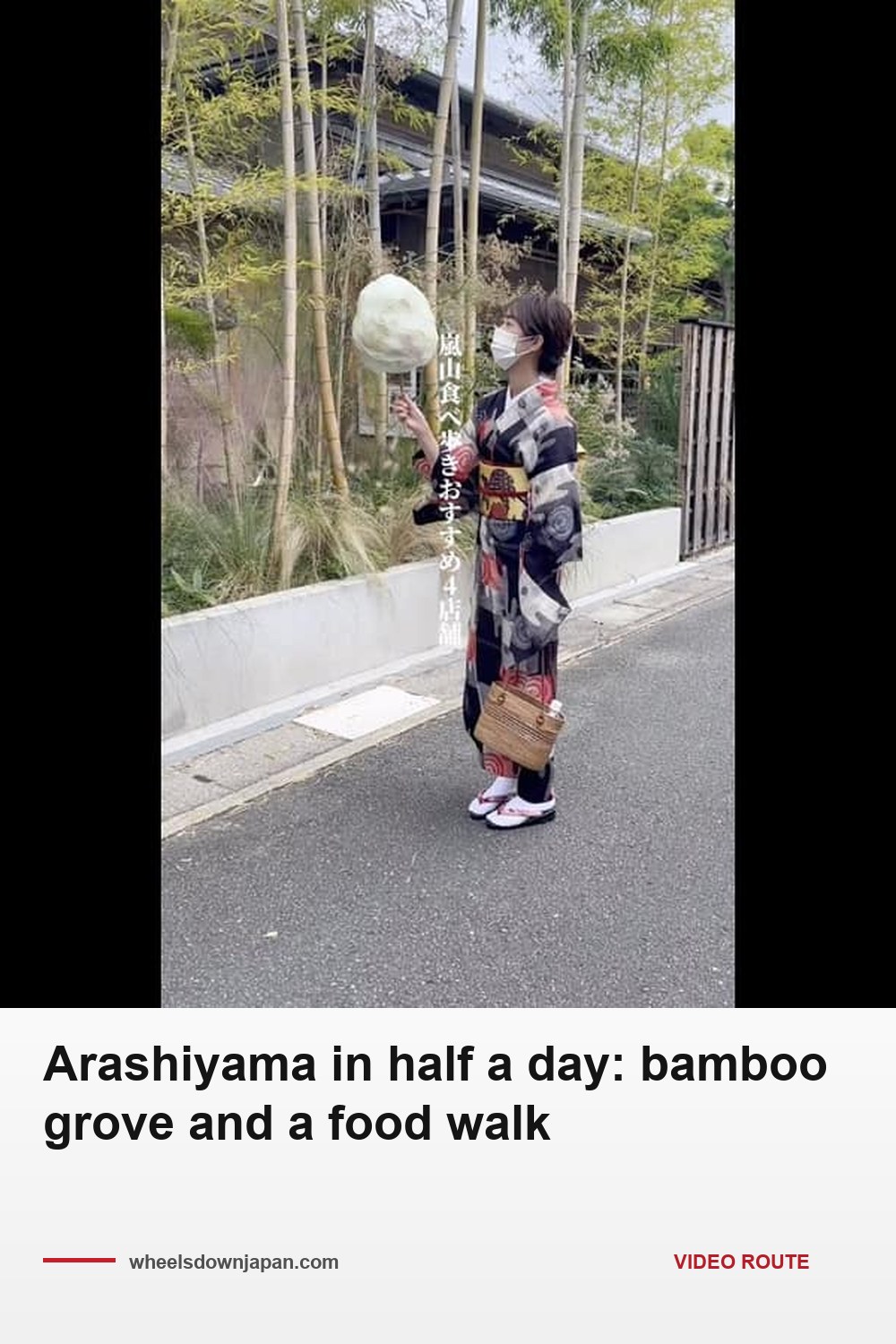 Pinterest pin: Arashiyama in half a day: bamboo grove and a food walk